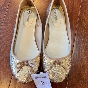 NWT Cherokee Gold Glitter Ballet Flats - Size 3